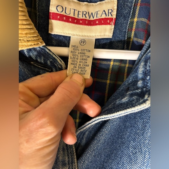 Vintage 90’s Y2K Women’s Petite Denim Chore Coat Corduroy Collar Flannel Lined - Picture 10 of 10